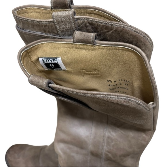 Frye Paige Tall Riding Boots Distressed Leather Gray 8.5 - Picture 8 of 9